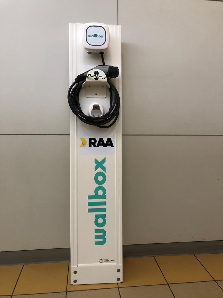 One of the RAA electric vehicle (EV) fast charging outlets for households, launched this week as part of RAA's solar and battery services. Supplied.