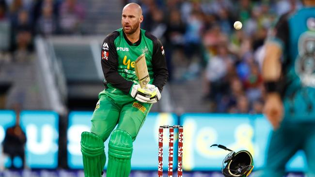 John Hastings loses his helmet.