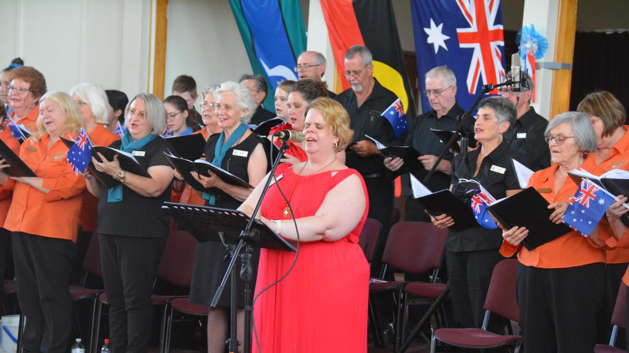 RULE BRITANNIA: Soloist Julee-anne Bell with the combined choir at the Proms in the South Burnett concert in Kingaroy on Sunday, November 17. (Photo: Jessica McGrath)