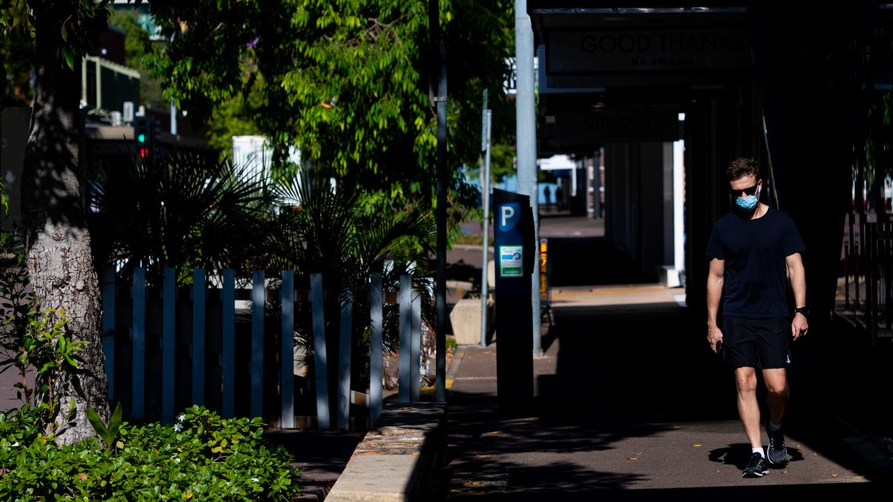 Darwin’s main st, Knuckey St, is empty of traffic on day three of the lockdown. Picture: Che Chorley