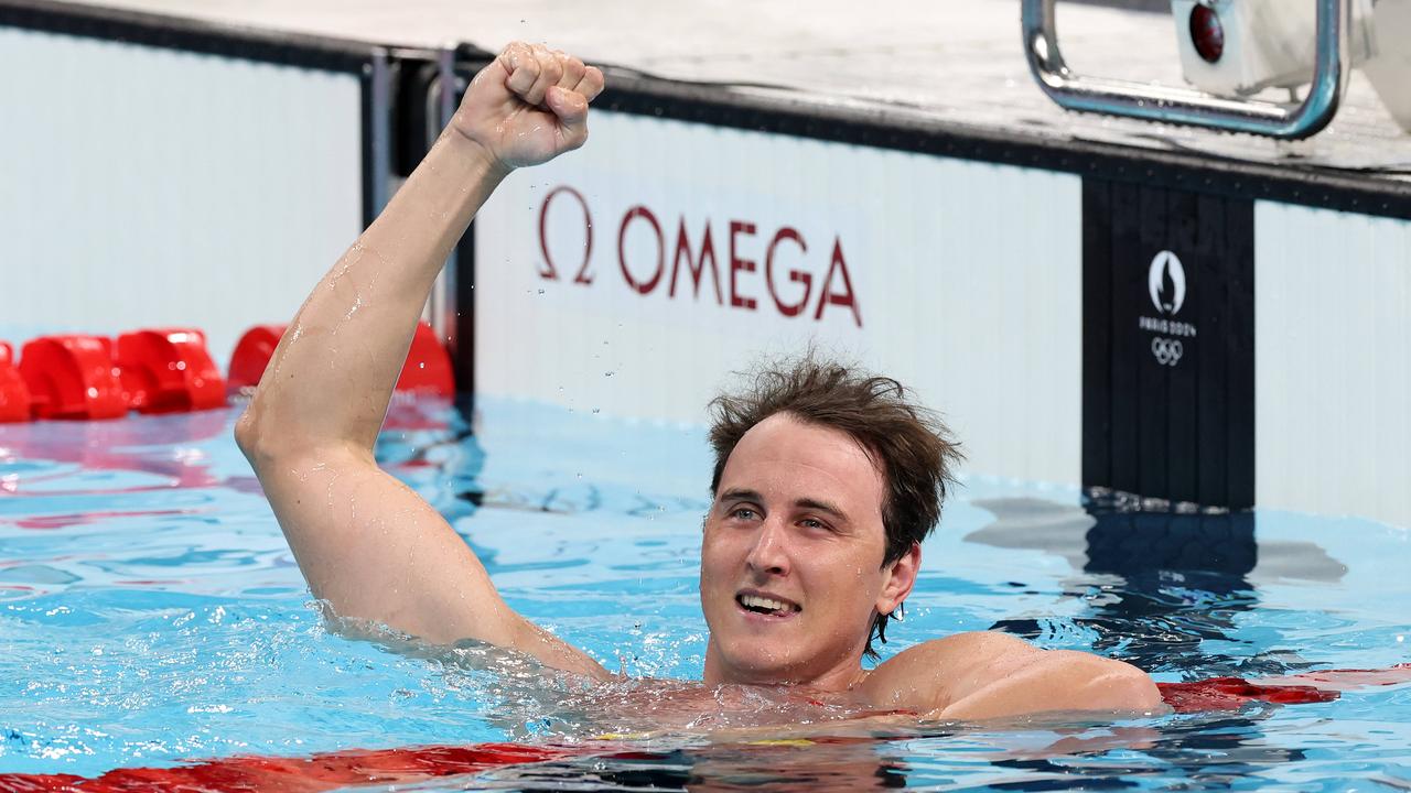 Cam McEvoy celebrates his 50m sprint victory. Picture: Adam Head