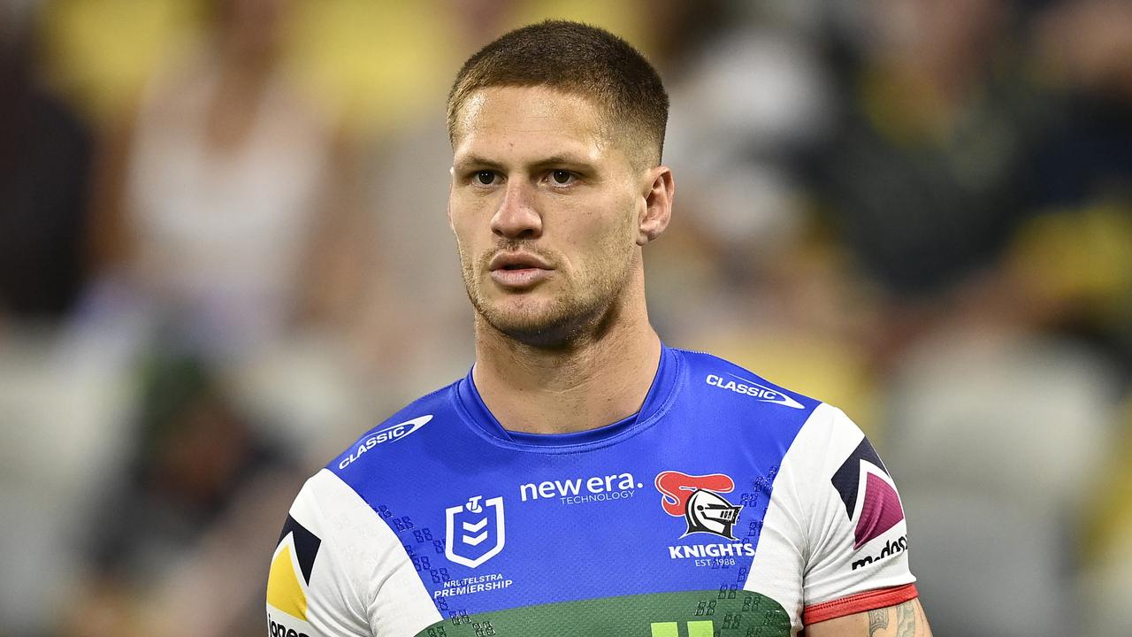 TOWNSVILLE, AUSTRALIA - SEPTEMBER 14: Kalyn Ponga of the Knights warms up before the NRL Qualifying Final match between North Queensland Cowboys and Newcastle Knights at Queensland Country Bank Stadium on September 14, 2024 in Townsville, Australia. (Photo by Ian Hitchcock/Getty Images)