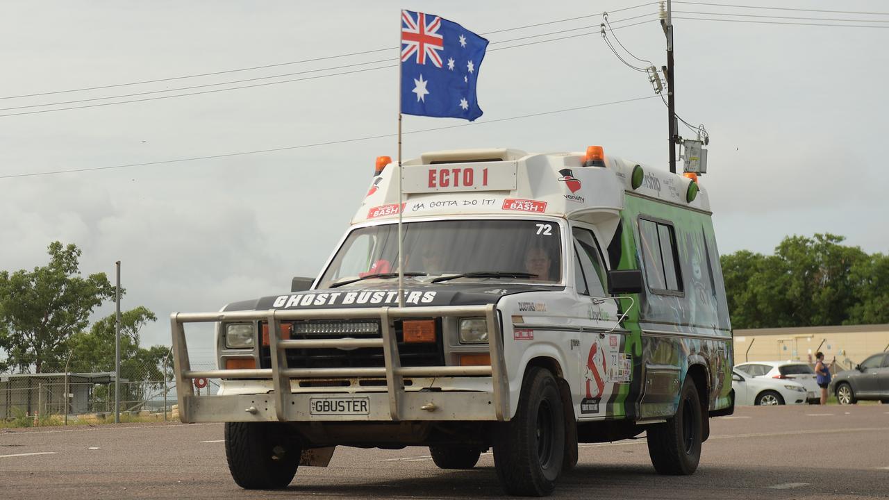 The Ghostbusters’ Ectomobile struts the streets during the Variety NT Ute Run in Hidden Valley. Picture: (A)manda Parkinson