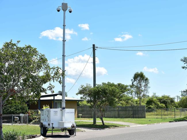 A portable CCTV unit in Townsville, Queensland. Picture: Shae Beplate