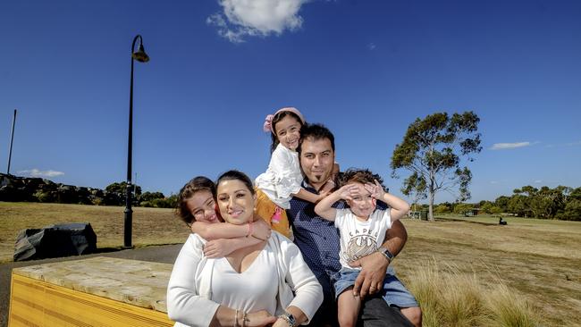 NORTHCOTE ,AUSTRALIA 18 MARCH 2018; Photo of Nathan with wife Vanessa and children Nikita 7yrs , Zahra 5yrs and Xavier 2.5 yrs in in Northcote on Sunday 18 March 2018. PHOTO LUIS ENRIQUE ASCUI