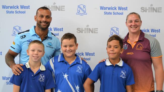 Jayson Bukuya and Steph Hancock with KUda Ackland, Cooper Newley and Malachi Hickling.