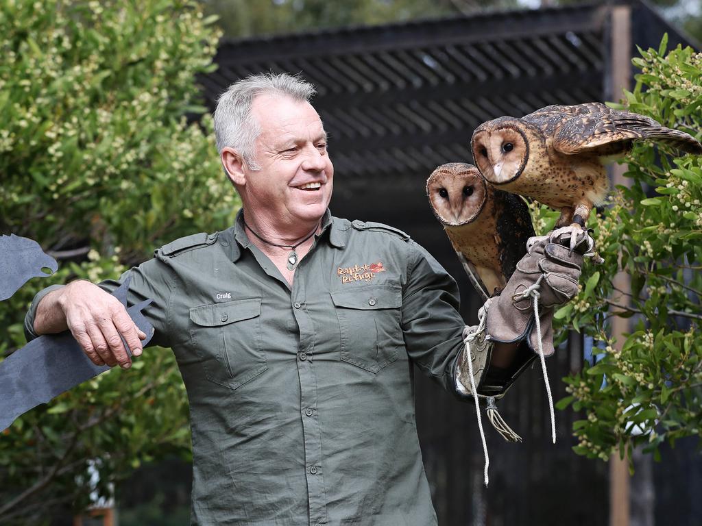 14. CRAIG WEBB - Class of 1984. Raptor Refuge. Webb runs the refuge on a property overlooking Kettering and the D’Entrecasteaux Channel. He returned to Tasmania in 1997 after working in the Kimberly as a veterinary nurse. Three of the largest raptor flight aviaries in the Southern Hemisphere, allow wedge-tailed eagles, sea eagles and other birds to recover from injury. Picture: LUKE BOWDEN