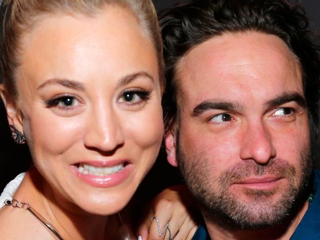 LOS ANGELES, CA - NOVEMBER 05:  Actors Kaley Cuoco (L) and Johnny Galecki attend the Fallout 4 video game launch event in downtown Los Angeles on November 5, 2015 in Los Angeles, California.  (Photo by Rich Polk/Getty Images for Bethesda)