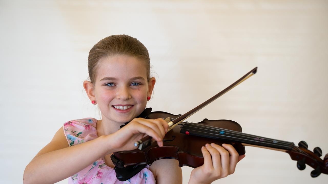 Sophie Chammen won second in the string solo (8 years and under) at the Gympie Eisteddfod. August 1, 2023. Picture: Christine Schindler