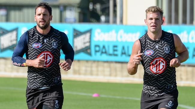 Travis Boak, left, will return in Showdown 49. Picture: Brenton Edwards