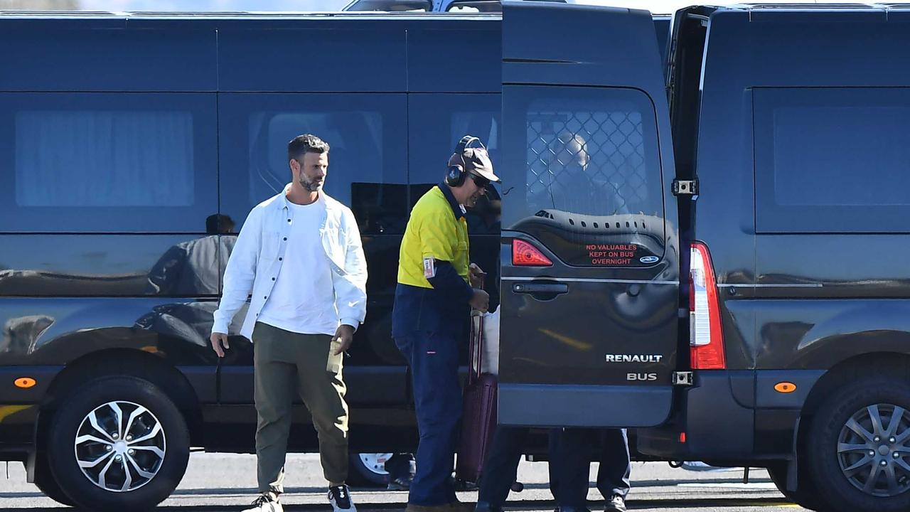 Two black vans pulled up close to the plane that took off this morning at the Sunshine Coast Airport carrying Drew Barrymore and her family to Sydney. Picture: Patrick Woods.