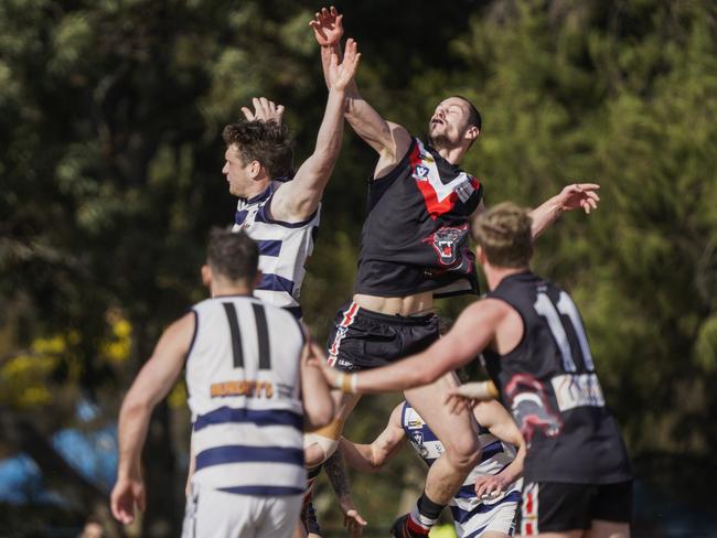 MPNFL: Devon Meadows’ Brayden Haynes jumps highest. Picture: Valeriu Campan