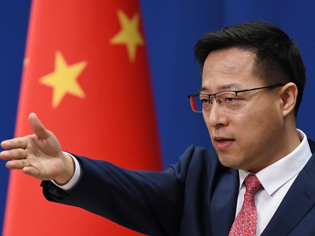 Chinese Foreign Ministry spokesman Zhao Lijian in Beijing on April 8, 2020. Picture: Greg Baker/AFP