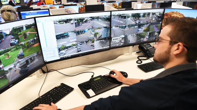 CCTV operator Kevin Carmody at the new operations centre. Picture: Katrina Bridgeford