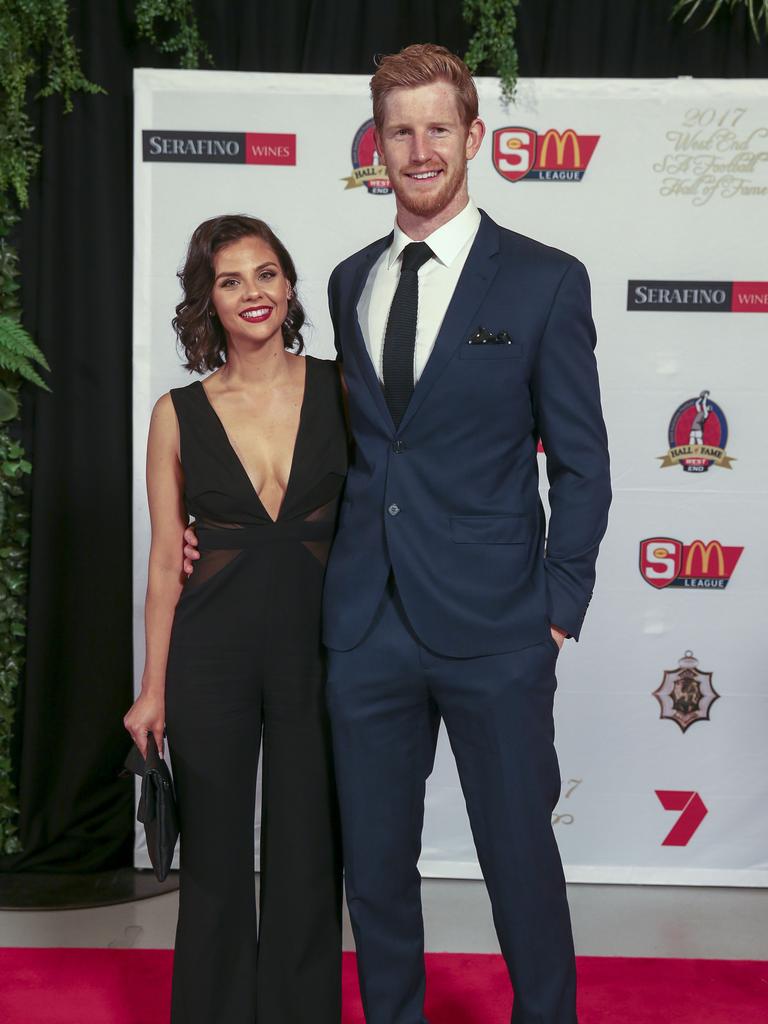 Port’s Matt Lobbe with Ashleigh Fitzgerald. Picture: Dean Martin