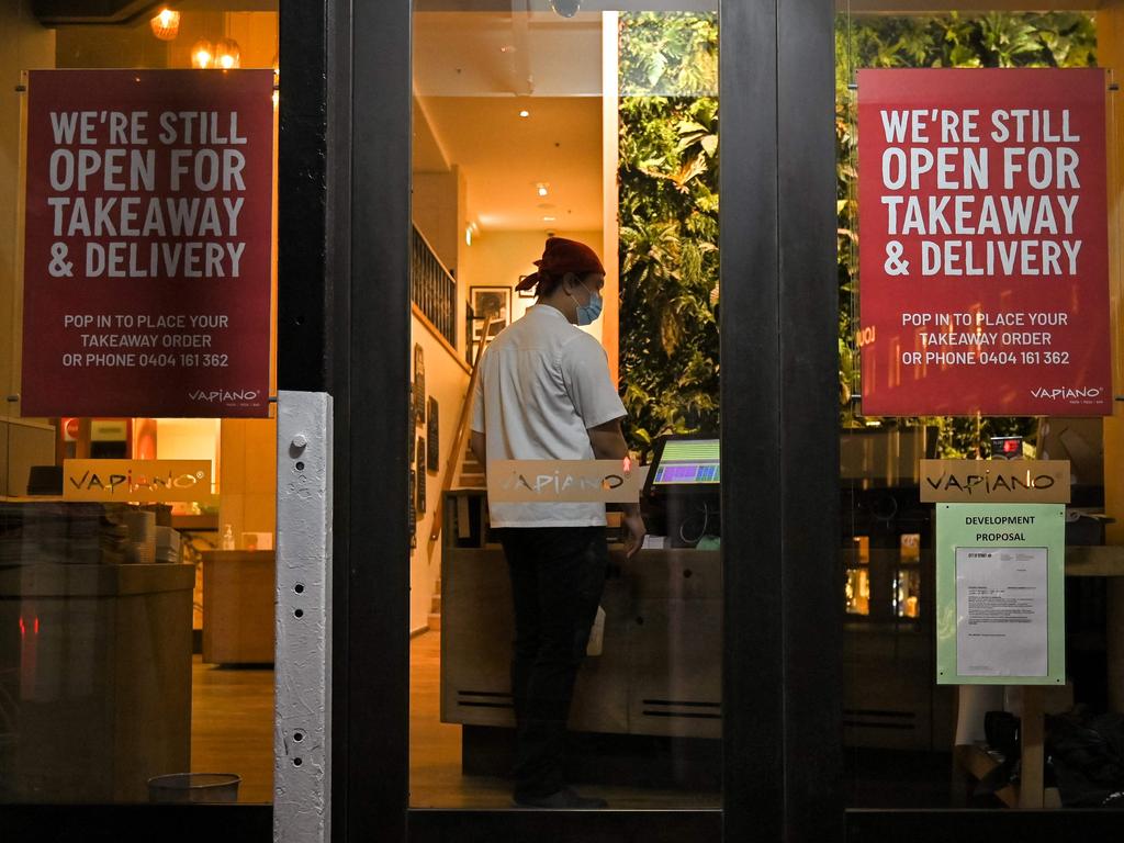 Restaurants can only open for takeaway and delivery during the lockdown in Greater Sydney and surrounding areas. Picture: Steven Saphore / AFP