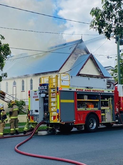 Structure fire on the grounds of St John's Presbyterian Church, King Street, Annerley, Friday, January 1, 2021 Picture Supplied