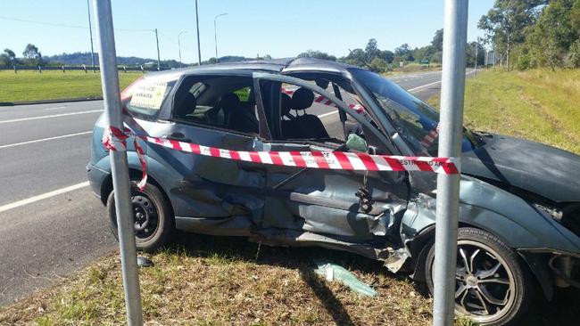 Ms Scholten’s vehicle after the two-car crash at Eerwah Vale on Friday, July 8.