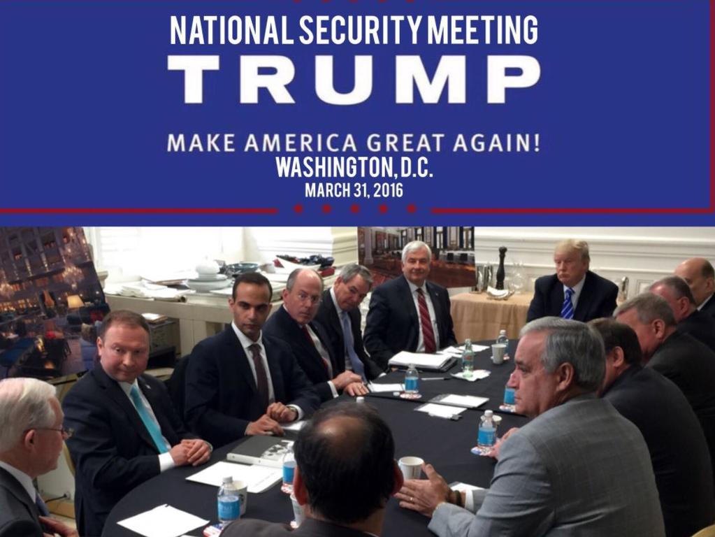 George Papadopoulos (third from left) in a photo posted to Donald Trump's Instagram in April 2016.