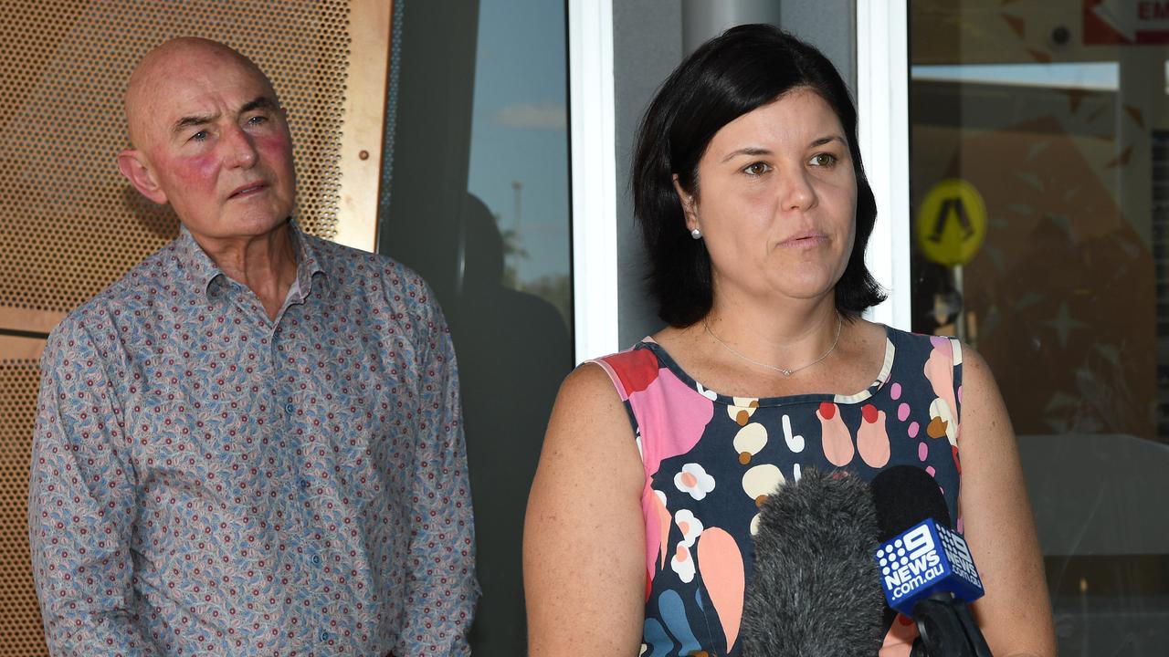 NT Health Minister Natasha Fyles speaks at a press conference with chief health officer Dr Hugh Heggie. Picture: Katrina Bridgeford