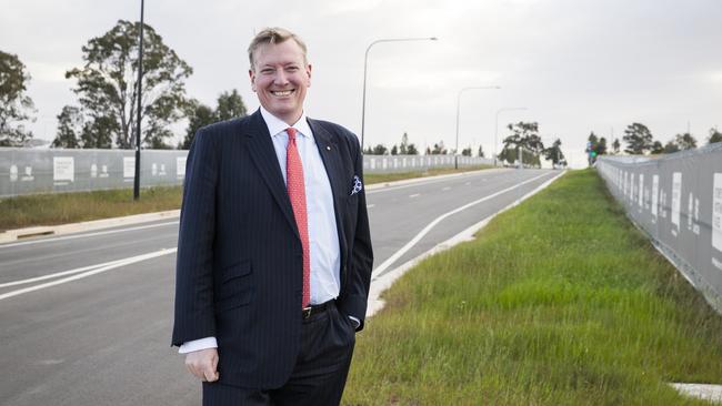 CEO of the state government's land and development agency, John Brogden near the new development site at Tallawong Station. Picture: Dylan Robinson