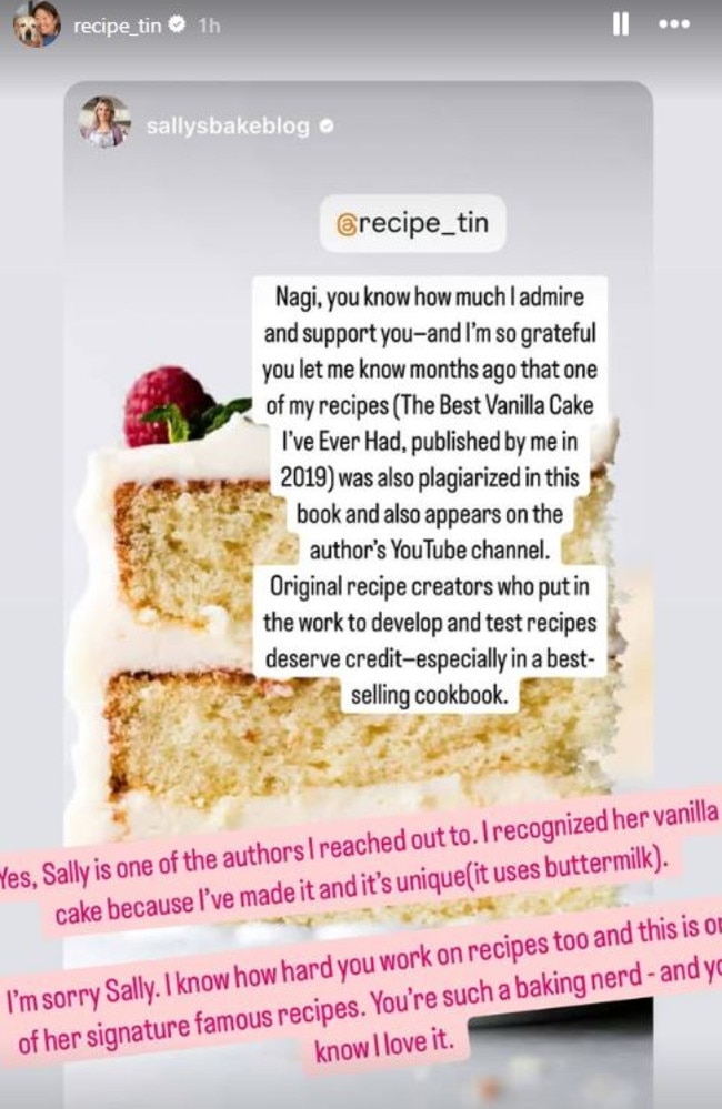 McKenney was alerted by cook Nagi Maehashi that Bellamy had allegedly ripped off her work. Picture: Instagram