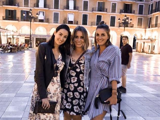 Rachel Khawaja (left) and Amy Finch (middle) with an unidentified friend in Palma De Mallorca, Spain, 20 June. Rachel wrote: "Days in the sun, followed by an abundance of tapas in the evening! @rachelmkhawaja @beccles_" Picture: @_amyfinch/Instagram