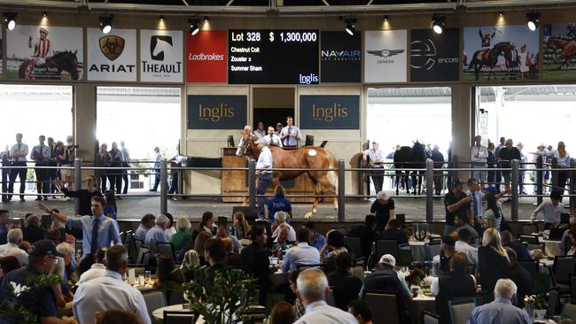 The crowd at the Inglis Yearling Sale at Warwick Farm on Monday. Picture: Richard Dobson