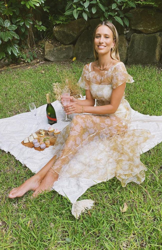 Renee Bargh celebrates Melbourne Cup at home. Picture: Instagram