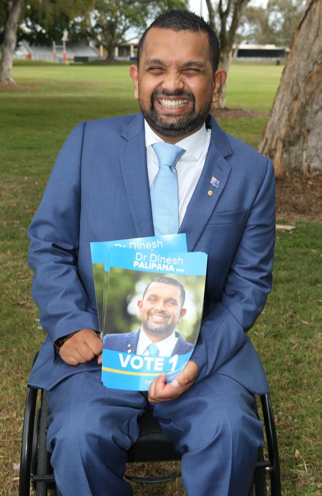 Dr Dinesh Palipana at Runaway Bay Community Centre for the Liberal Party pre-selection vote on Saturday. Picture: Mike Batterham.