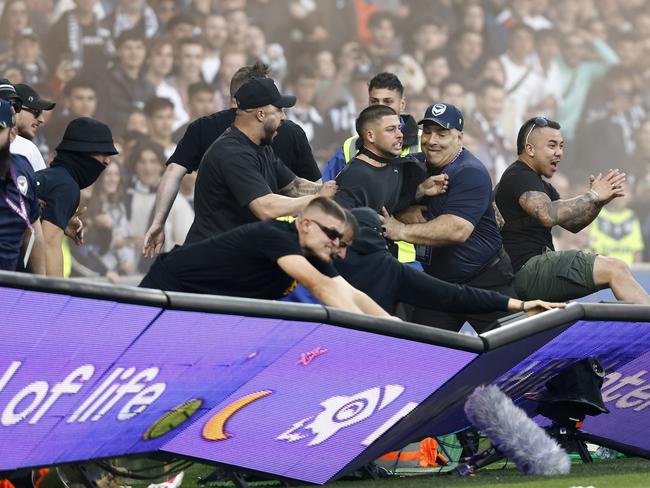 Melbourne Victory fans at AAMI Park during an A-League match.