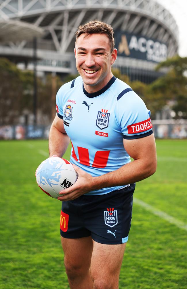 The Daily Telegraph. 8.7.2024 Reece Robson. Westpac NSW Blues players, Westpac NSW Blues squad media day ahead of State of Origin Game 3. Picture: Rohan Kelly