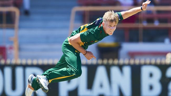 Nathan Ellis in action during the Marsh One Day Cup match against New South Wales on October Wednesday. Picture: Brett Hemmings/Getty