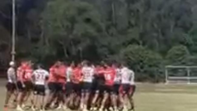 Tempers flared between Junior Amone and Zac Lomax at St George Illawarra’s pre-season camp, as Dragons teammates stepped in to separate the pair.