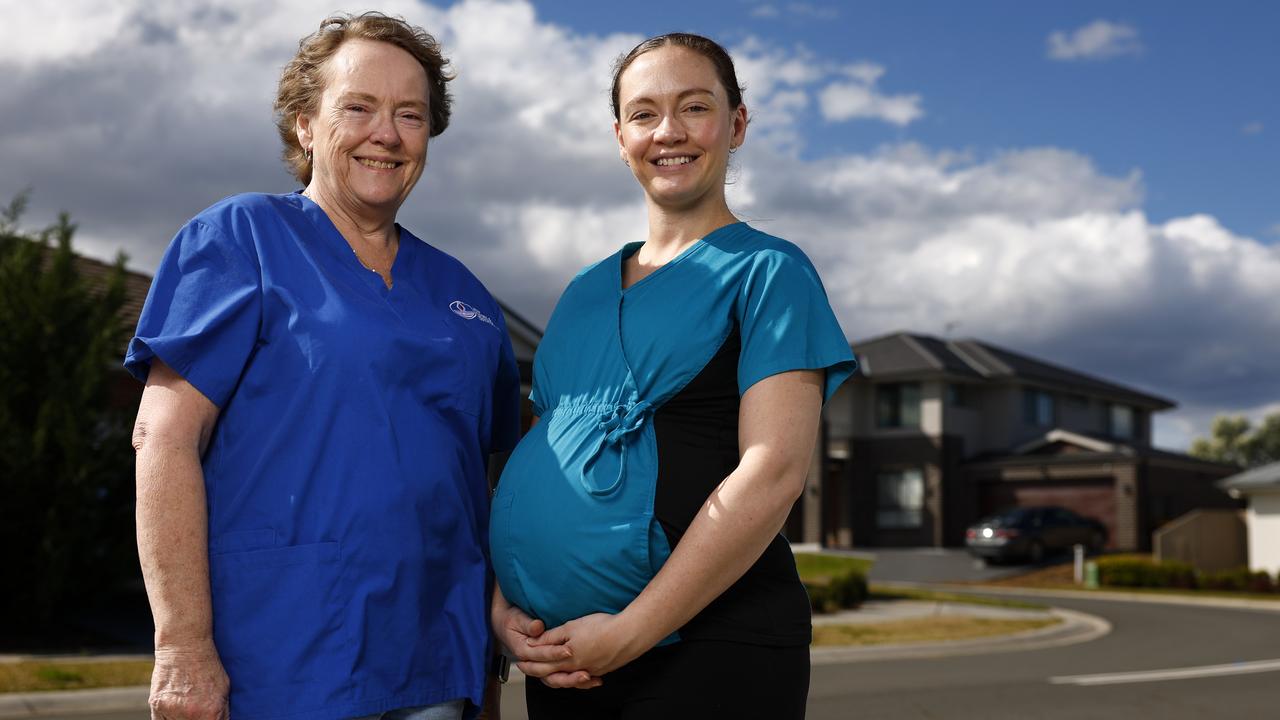 Nurses Leanne Hawkins, 58, and her daughter Erin Hawkins, 29, are taking on second jobs to make ends meet. In the case of Leanne, she is now flying in-flying out of Queensland where she takes on jobs for weeks at a time to pay her Sydney mortgage. Picture: Jonathan Ng