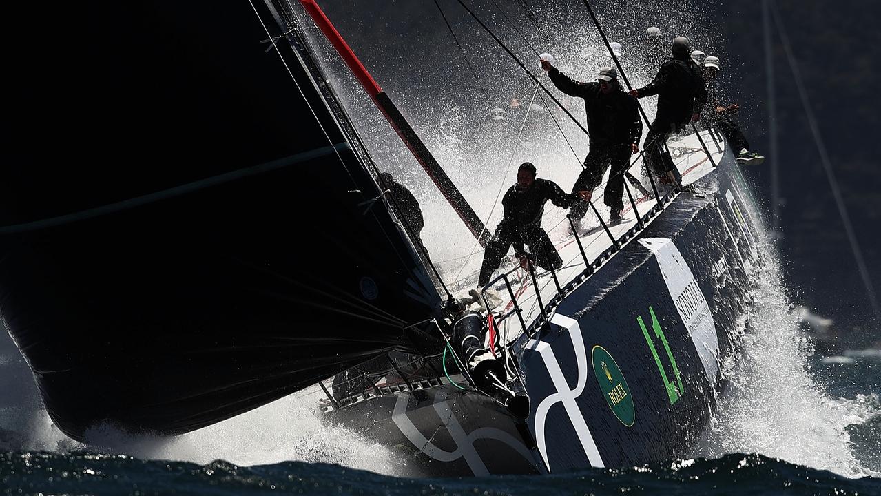 SYDNEY, AUSTRALIA - DECEMBER 26:  'Perpetual Loyal' heads out to sea during the 2016 Sydney To Hobart Yacht Race on December 26, 2016 in Sydney, Australia.  (Photo by Brendon Thorne/Getty Images)