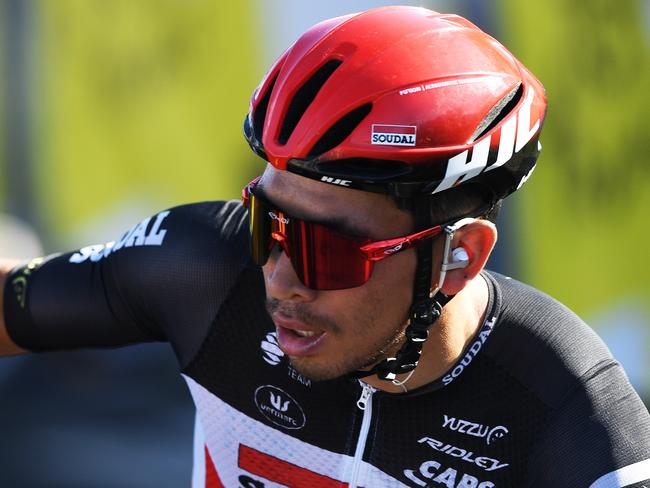 POITIERS, FRANCE - SEPTEMBER 09: Arrival / Caleb Ewan of Australia and Team Lotto Soudal / Celebration / during the 107th Tour de France 2020, Stage 11 a 167,5km stage from Chatelaillon-Plage to Poitiers / #TDF2020 / @LeTour / on September 09, 2020 in Poitiers, France. (Photo by Tim de Waele/Getty Images)