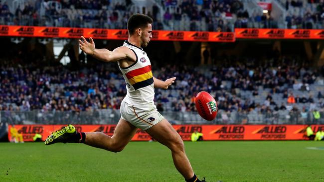 Crows rookie Lachlan Murphy in action at Optus Stadium in Perth. Picture: Will Russell/AFL Media/Getty Images