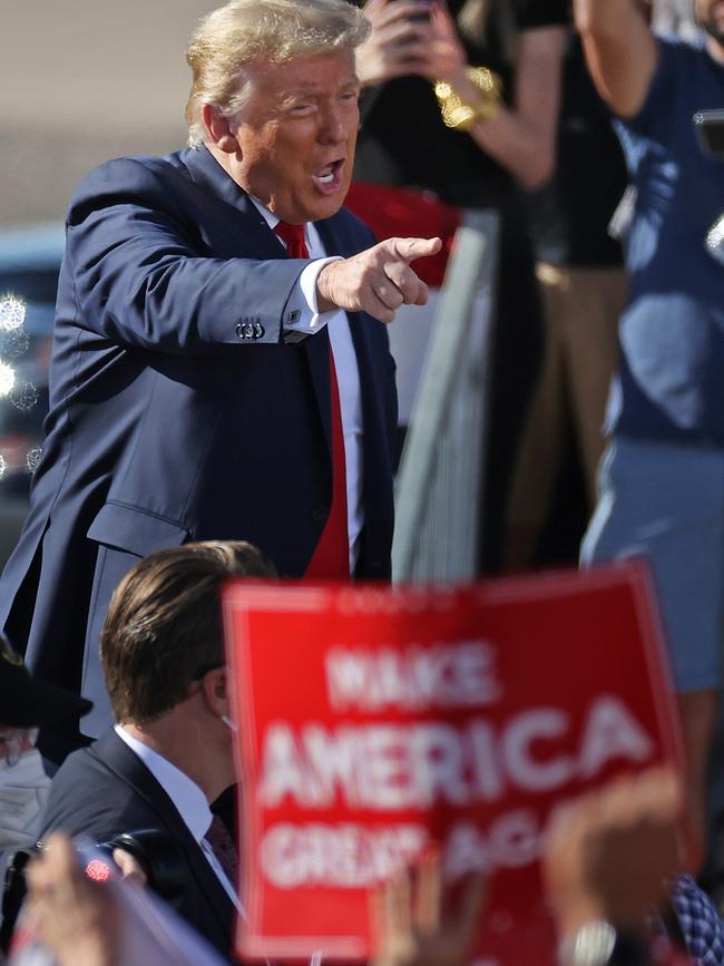 Donald Trump arrives for a campaign rally in Phoenix, Arizona. Picture: AFP.