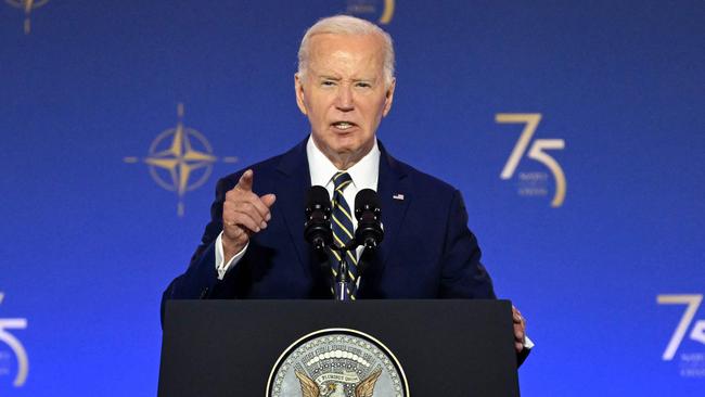 US President Joe Biden speaks during the NATO 75th Anniversary Celebratory Event. Picture: AFP