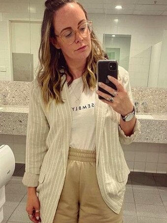 This white tee is THE ICONIC’s most popular item. Picture: Instagram/@jasminelittlewood1.