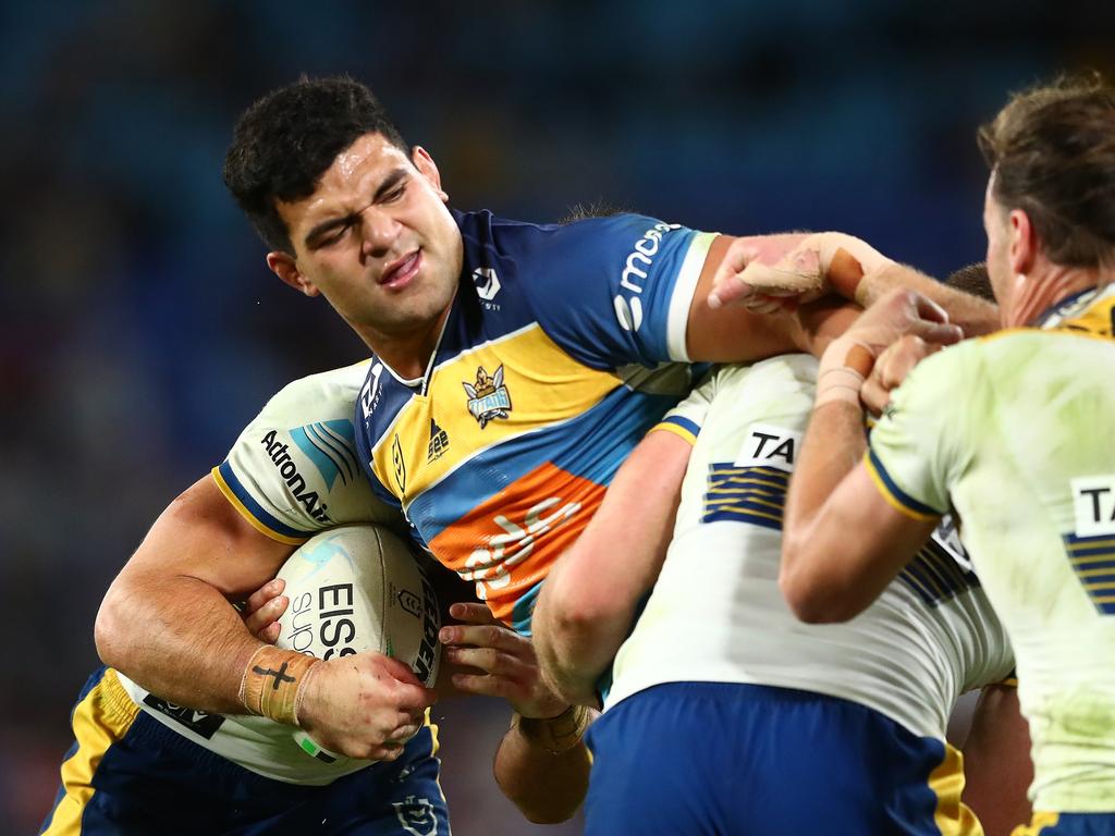 Holbrook has defended David Fifita after some criticised his star’s effort areas against the Parramatta Eels last week. Picture: Chris Hyde/Getty Images