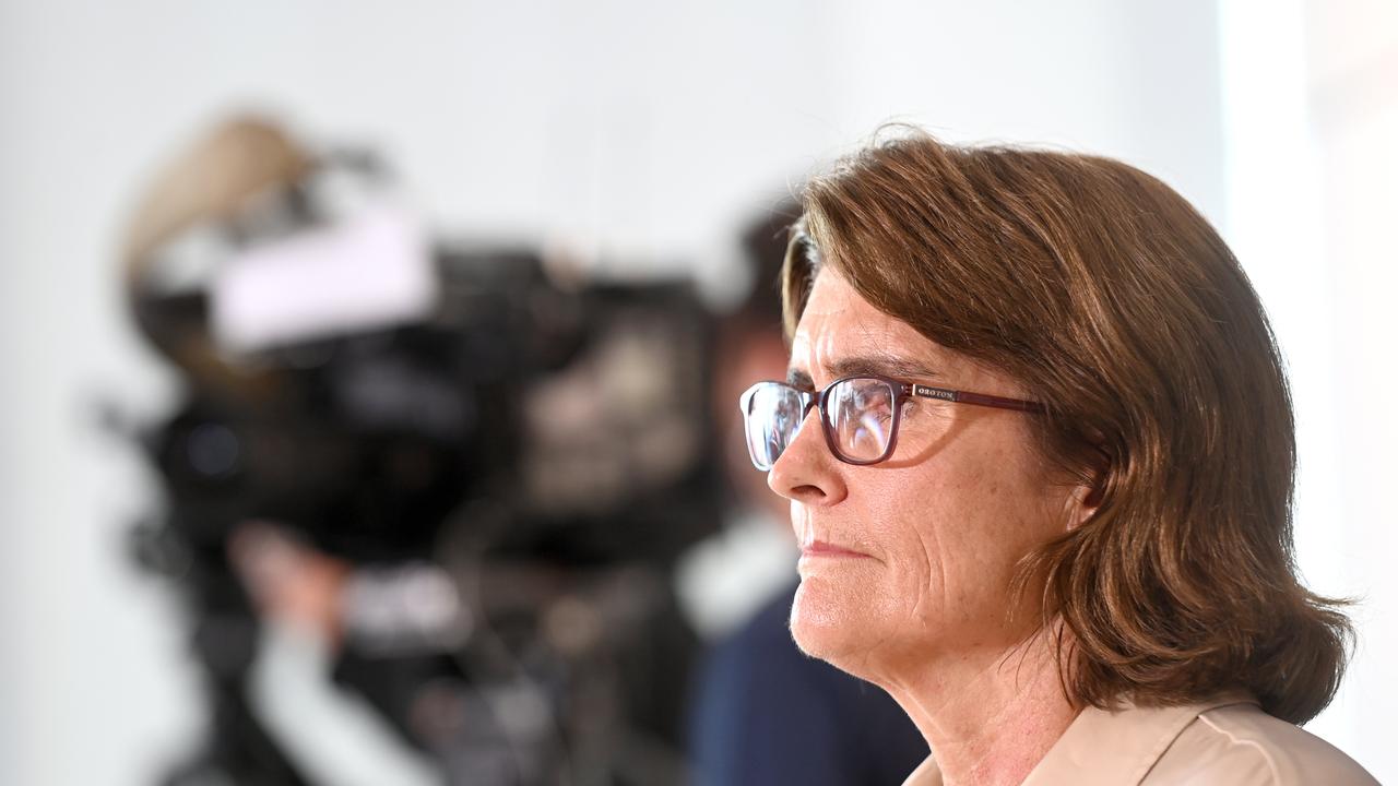 Reserve Bank governor Michele Bullock addressed the media after the board voted to keep interest rates steady at 4.35 per cent. Picture: NCA NewsWire / Jeremy Piper