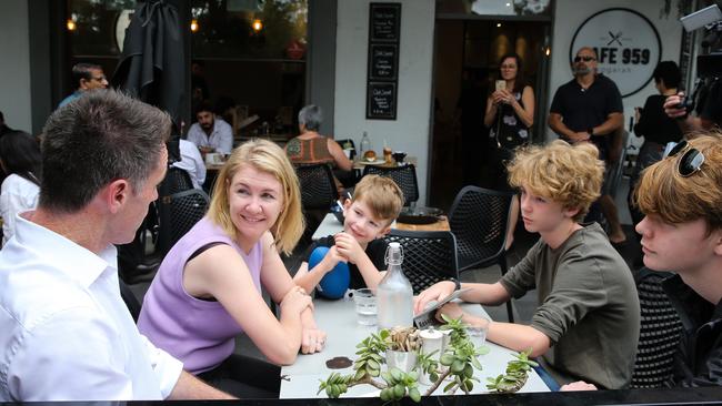 Mr Minns stopped for a quick coffee date with his family. Picture: Gaye Gerard / via NCA Newswire