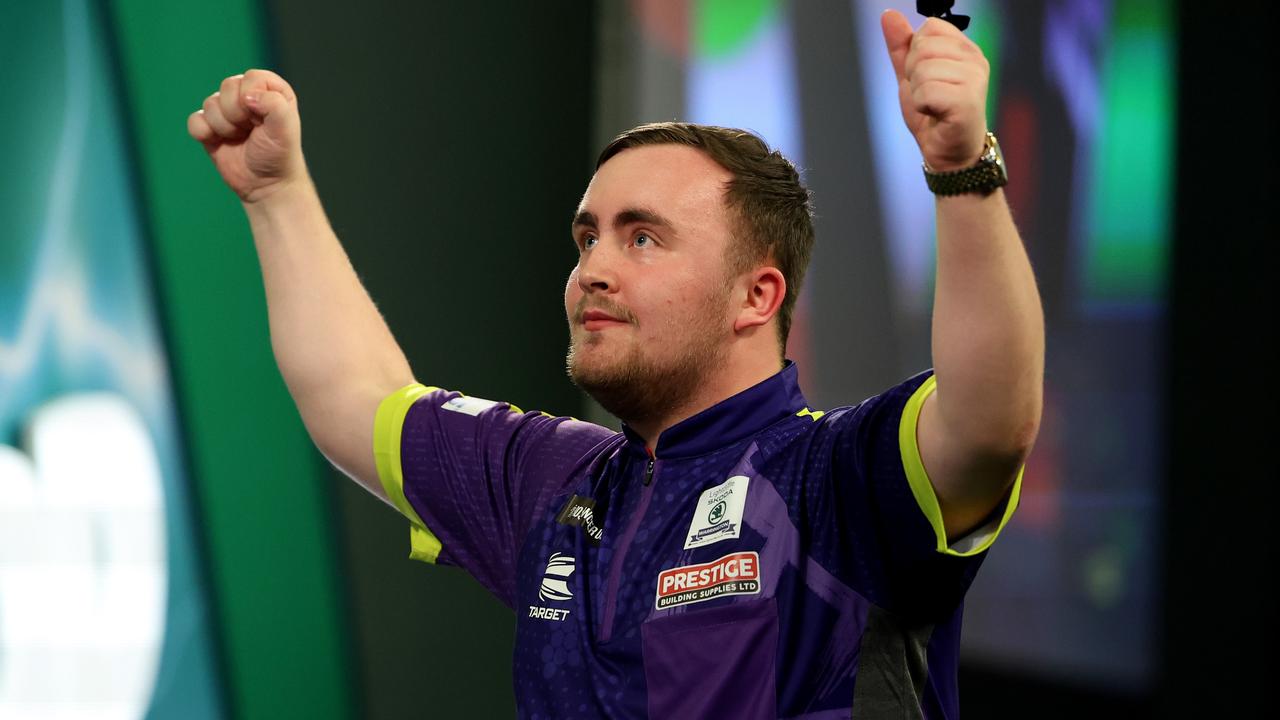 Luke Littler is taking the darts world by storm. (Photo by Tom Dulat/Getty Images)