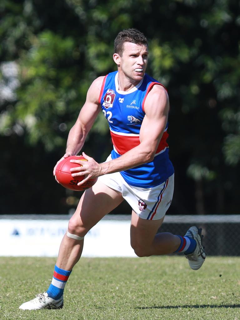 Bulldogs' Luke Morgan in action in the AFL Cairns Premiership Men's match between the South Cairns Cutters and Centrals Trinity Beach Bulldogs, held at Fretwell Park. Picture: Brendan Radke