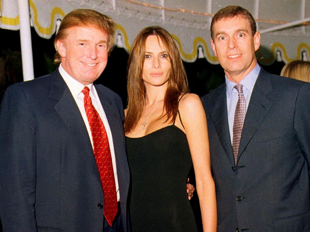 The whole gang’s here! Donald Trump, Melania Trump and Prince Andrew at the Mar-a-Lago estate, Palm Beach, Florida. Picture: Davidoff Studios/Getty Images