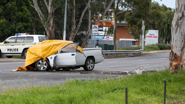 The crash has closed Main North Road to northbound traffic. Picture: Matt Turner