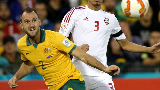 Australia's Ivan Franjic passes during the Asian Cup Semi Final between Australia and UAE at Hunter Stadium, Newcastle. Picture Gregg Porteous