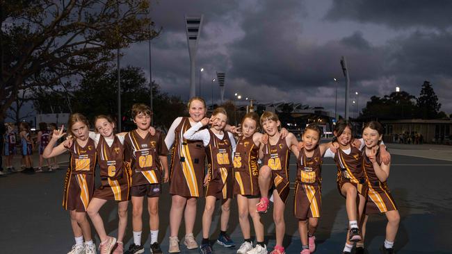 Inverleigh McConachy under-11 netball team pull their funniest faces.